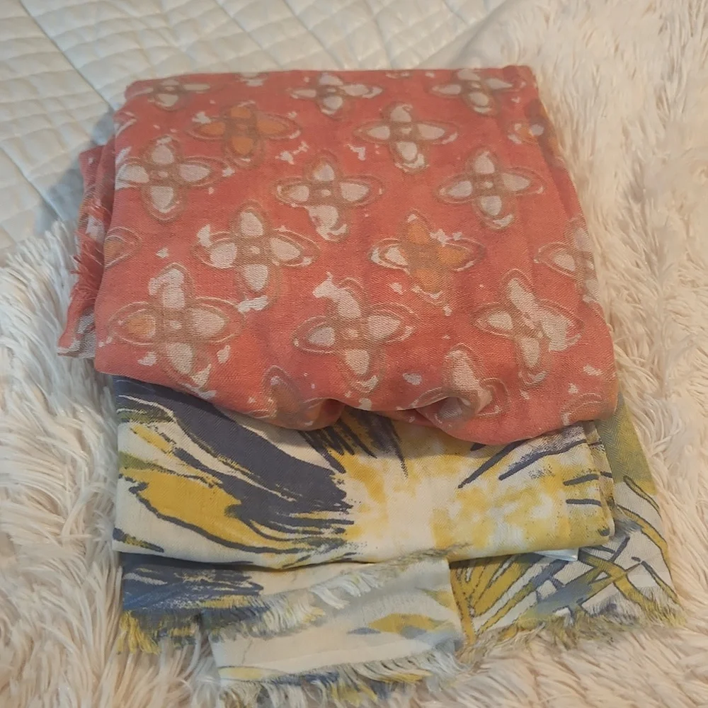 Floral Coral Wrap Scarf Bundle